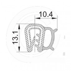 Klemprofiel | EPDM | mosrubber kraal zijkant | zwart | 13,1 x 10,4 mm | per meter
